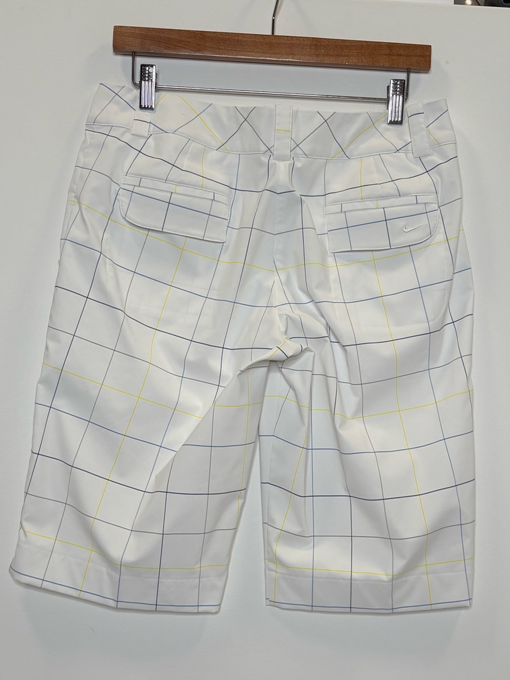 Nike Golf Womens Dri-FIt Plaid Windowpane Bermuda Shorts Size M 8 White Stretch - Picture 4 of 12